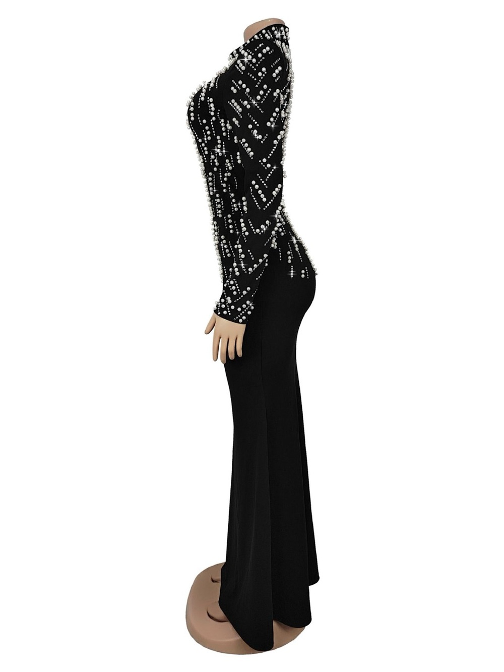 Pearl Detail Mock Neck Maxi Dress - Picture 5 of 9